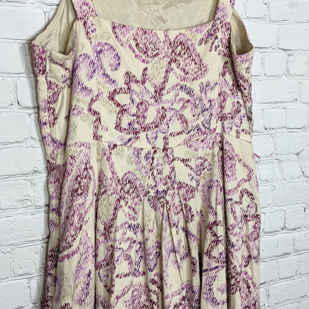 Ann Taylor Women's Sundress Loft Tan Purple Dress Petite 14 - Picture 6 of 8